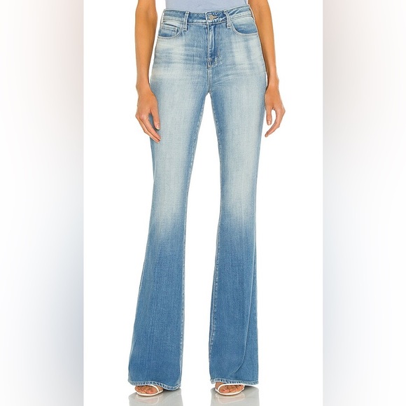 L'AGENCE Bell High Rise Flare Denim Jeans Ashford Wash Light Blue 27 - Picture 1 of 16